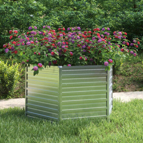 Catino de flores de jardín alto 129x77 cm de acero galvanizado de plata