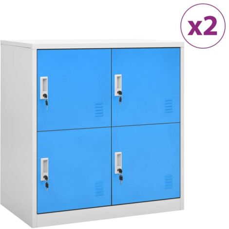 Armarios taquilla 2 uds acero gris claro y azul 90x45x92,5 cm vidaXL