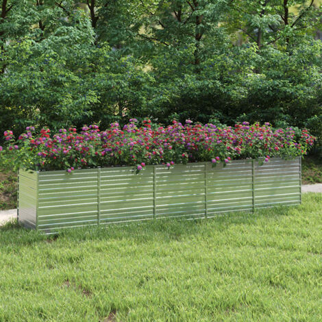 Arriate de acero galvanizado plateado 400x80x77 cm vidaXL