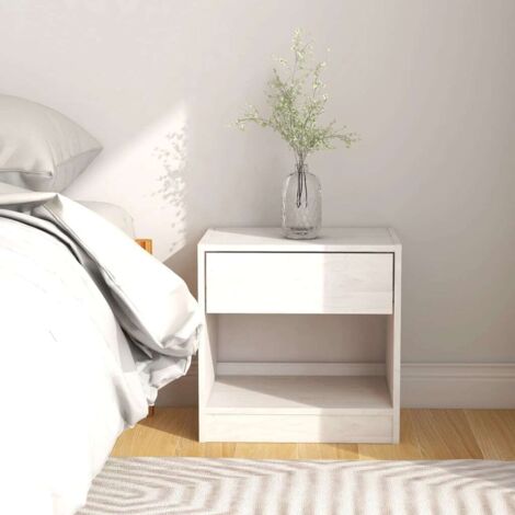 Mesita de noche madera maciza de pino blanco 40x31x40 cm vidaXL