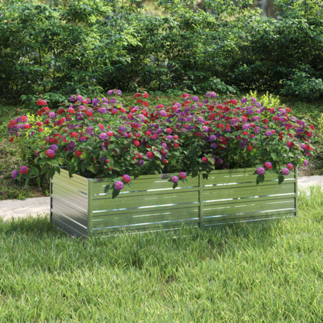 Arriate de acero galvanizado plateado 160x80x45 cm vidaXL