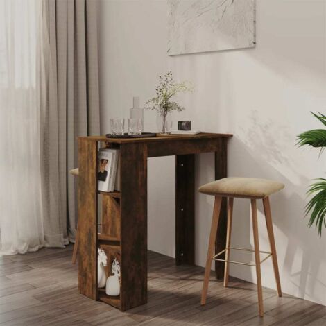 Mesa alta con estante roble ahumado 102x50x103,5 cm vidaXL