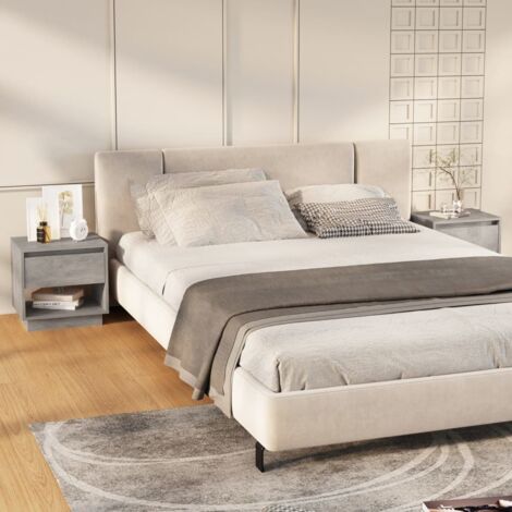 Mesitas de noche 2 uds contrachapada gris hormigón 45x34x44 cm vidaXL