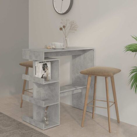 Mesa bar almacenaje contrachapada gris hormigón 100x50x101,5 cm vidaXL