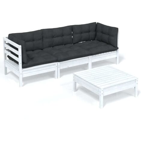 Muebles de jardín 4 pzas con cojines madera pino gris antracita vidaXL (1/5)