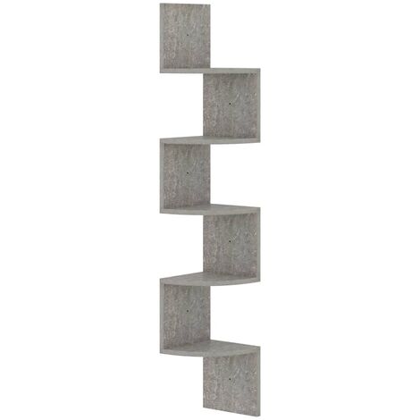 Estante de esquina de pared madera de ingeniería gris hormigón vidaXL