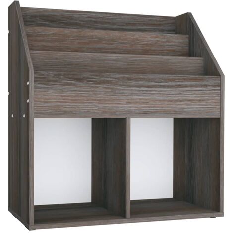 Apoyo a las revistas para niños 71x30x78.5 cm Aglom. gris/roble