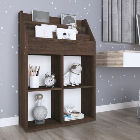 Revistero de niños madera ingeniería roble ahumado 71x30x114 cm vidaXL