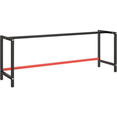 Estructura banco de trabajo metal negro y rojo mate 220x57x79cm vidaXL