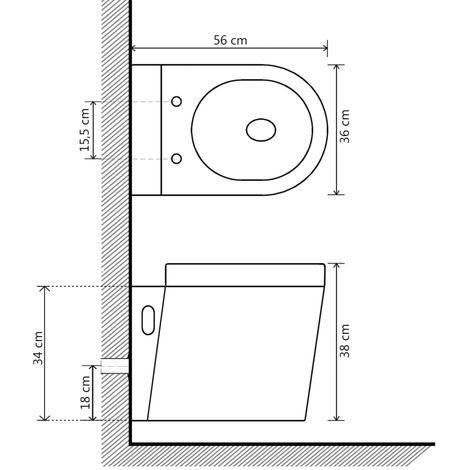 Inodoro de pared cerámica negro vidaXL