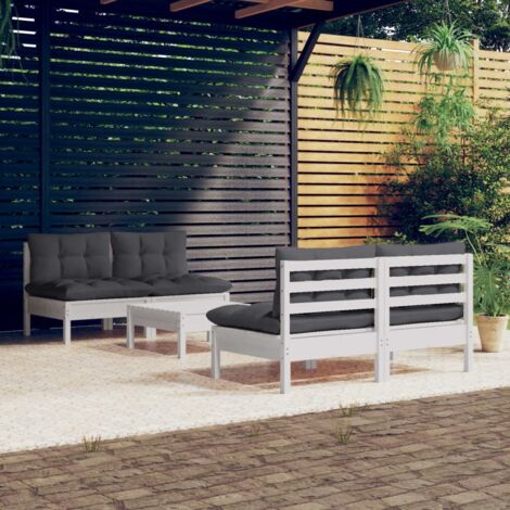 Muebles de jardín 5 pzas con cojines antracita madera de pino vidaXL (1/5)