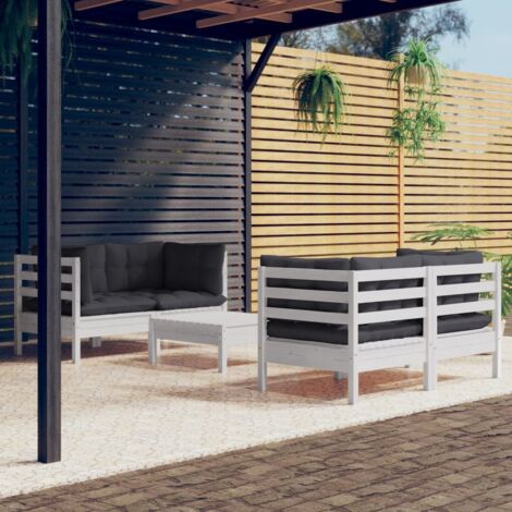 Muebles de jardín 5 pzas con cojines antracita madera de pino vidaXL (1/5)