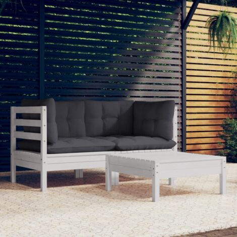 Muebles de jardín 3 pzas con cojines antracita madera de pino vidaXL (1/5)