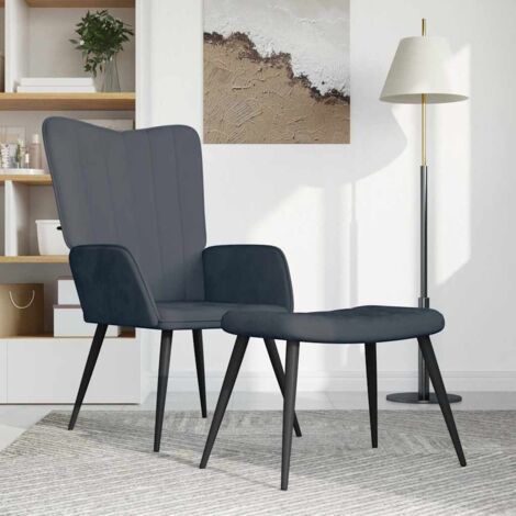 Sillón de relax con taburete terciopelo gris oscuro vidaXL (1/5)