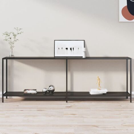 Mesa consola vidrio templado negro 220x35x75,5 cm vidaXL