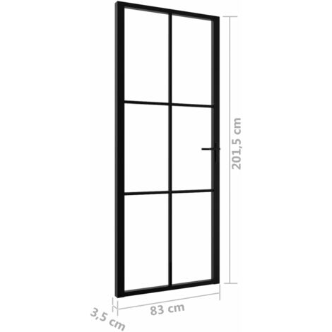 Puerta interior vidrio ESG y aluminio negro 83x201,5 cm vidaXL