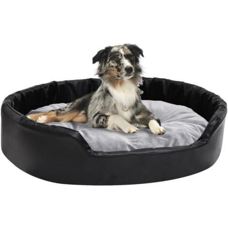 Cama para perros felpa y cuero sintético negro gris 90x79x20 cm vidaXL