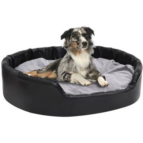 Cama para perros felpa y cuero sintético negro gris 99x89x21 cm vidaXL