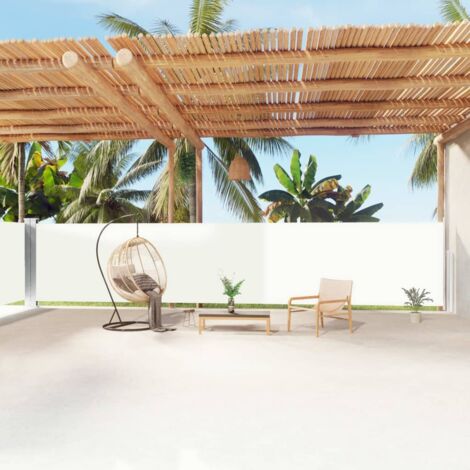 Toldo lateral retráctil 160x1200 cm de color crema