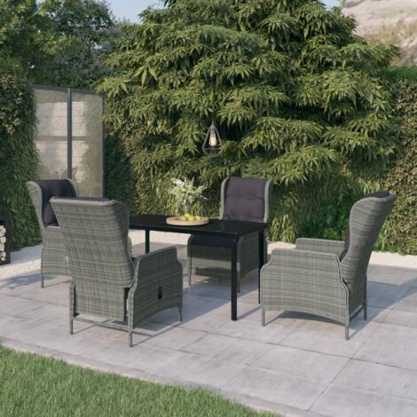 Juego de comedor para jardín 5 piezas ratán sintético gris vidaXL