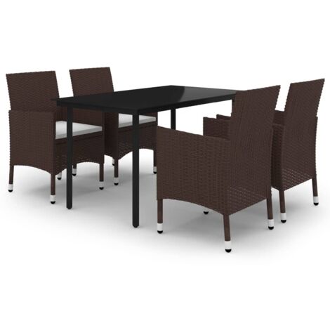 Set comedor de jardín 5 pzas y cojines ratán sintético y vidrio vidaXL (1/5)