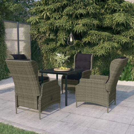 Juego de comedor de jardín 5 piezas con cojines marrón vidaXL
