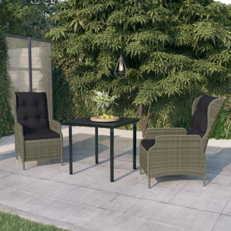 Juego de comedor de jardín 3 piezas marrón vidaXL