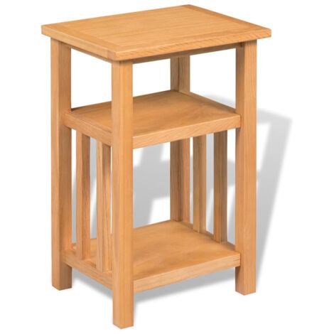 Mesa auxiliar con estante de madera de roble maciza 27x35x55cm vidaXL