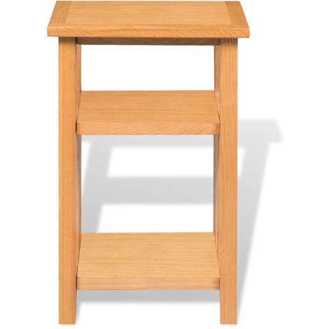 Mesa auxiliar con estante de madera de roble maciza 27x35x55cm vidaXL
