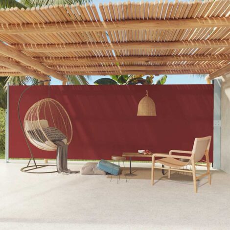 Toldo lateral retráctil de jardín rojo 200x600 cm vidaXL