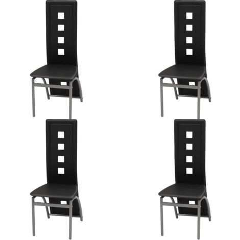 Sillas de comedor 4 unidades cuero sintético negro vidaXL (1/5)
