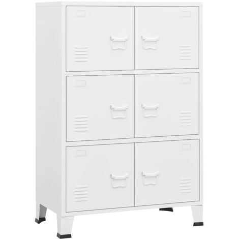 Baúl de almacenaje industrial metal blanco 75x40x115 cm vidaXL