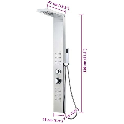 Sistema de panel de ducha acero inoxidable cuadrado vidaXL