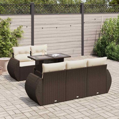 Set de muebles de jardín 4 piezas y cojines ratán PE gris vidaXL