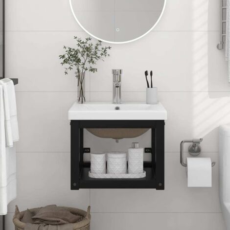 Estructura de baño con lavabo incorporado hierro negro vidaXL
