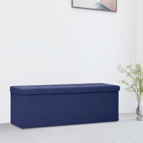 Banco de almacenamiento plegable lino sintético azul vidaXL
