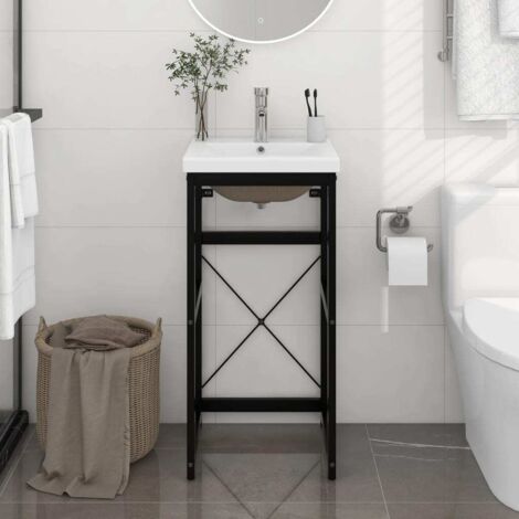 Estructura de baño con lavabo incorporado hierro negro vidaXL (1/5)