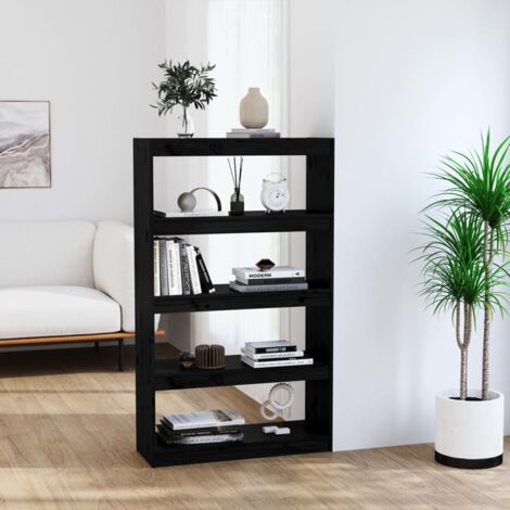 Estantería/divisor de espacios madera pino negro 80x30x135,5 cm vidaXL