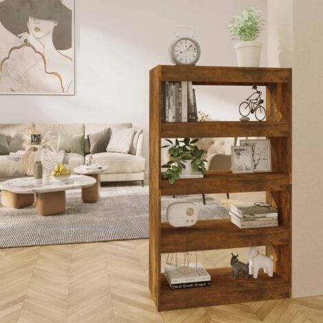 Estantería/divisor madera ingeniería roble ahumado 80x30x135 cm vidaXL