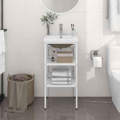 Estructura de baño con lavabo incorporado hierro blanco vidaXL