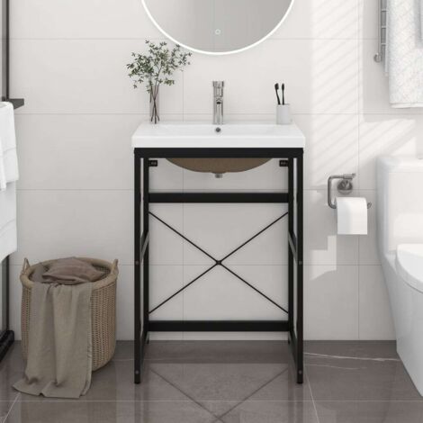 Estructura de baño con lavabo incorporado hierro negro vidaXL (1/5)