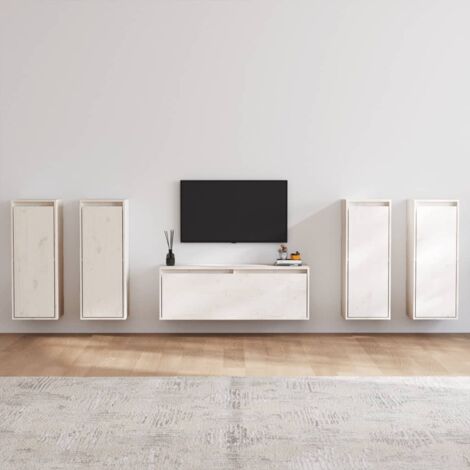 Muebles para TV 5 piezas madera maciza de pino blanco vidaXL (1/5)