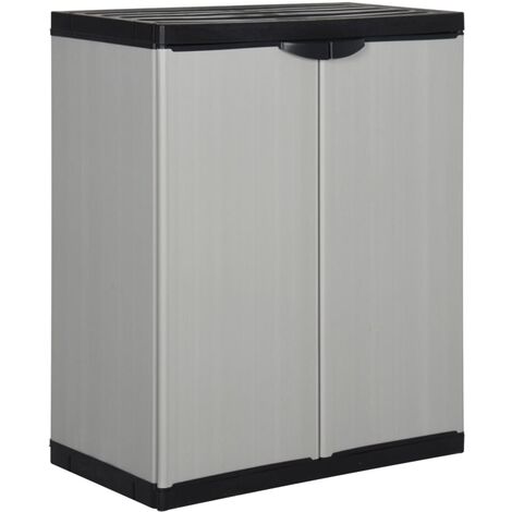 Armario de jardín con 1 estante gris y negro 68x40x85 cm vidaXL