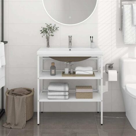 Estructura de baño con lavabo incorporado hierro blanco vidaXL