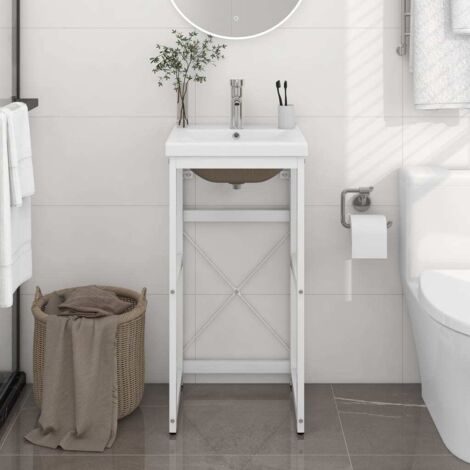 Estructura de baño con lavabo incorporado hierro blanco vidaXL