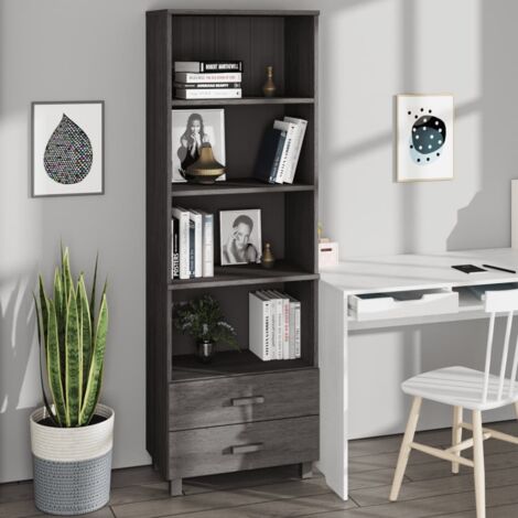Aparador HAMAR madera maciza de pino gris claro 60x35x180 cm vidaXL