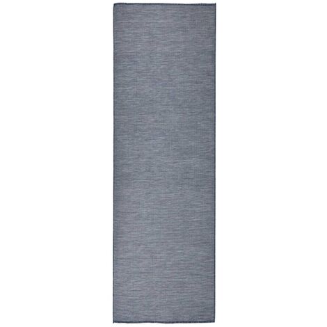 Alfombra de exterior de tejido plano azul 80x250 cm vidaXL