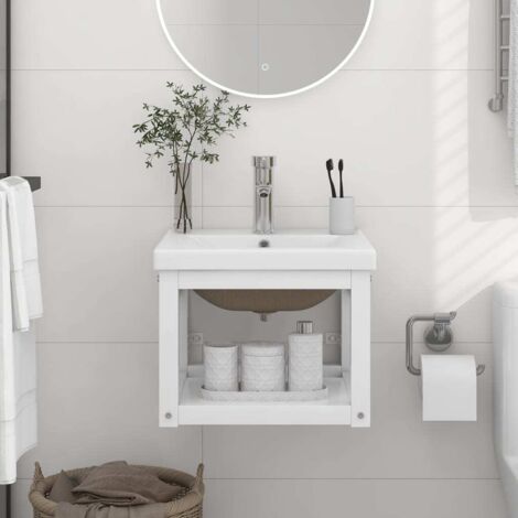 Estructura de baño con lavabo incorporado hierro blanco vidaXL