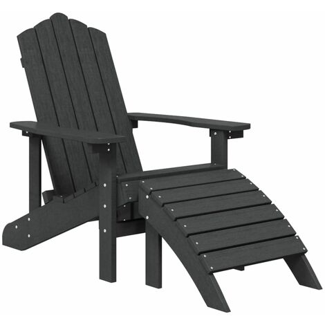 Silla de jardín Adirondack con reposapiés HDPE antracita vidaXL
