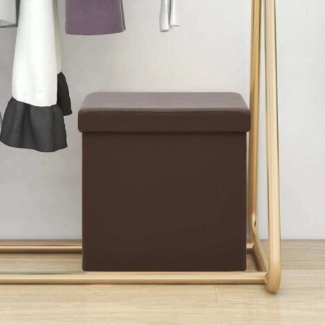 Taburete con almacenaje plegable marrón PVC vidaXL (1/5)